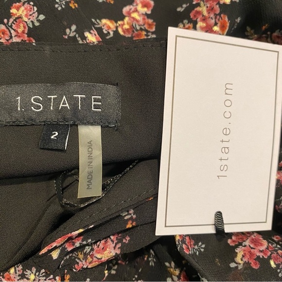 1. STATE | NWT Long Sleeve Midi Dress in Gold Foil Floral Chiffon Size 2/S - Picture 9 of 9